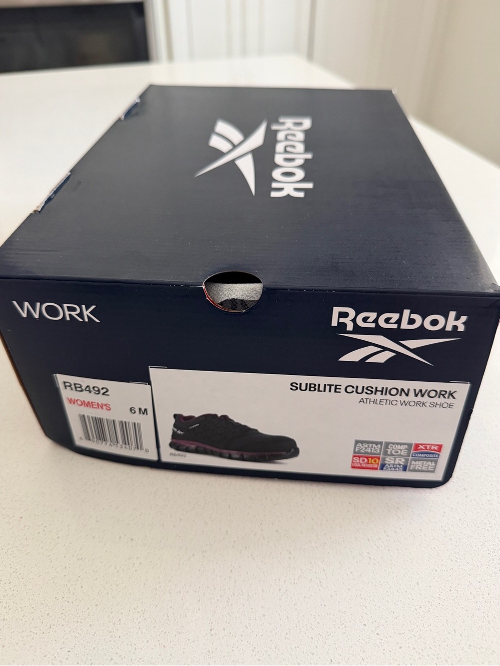 Reebok Women's Sublite Cushion Work Sneakers - Black with Pink Accents